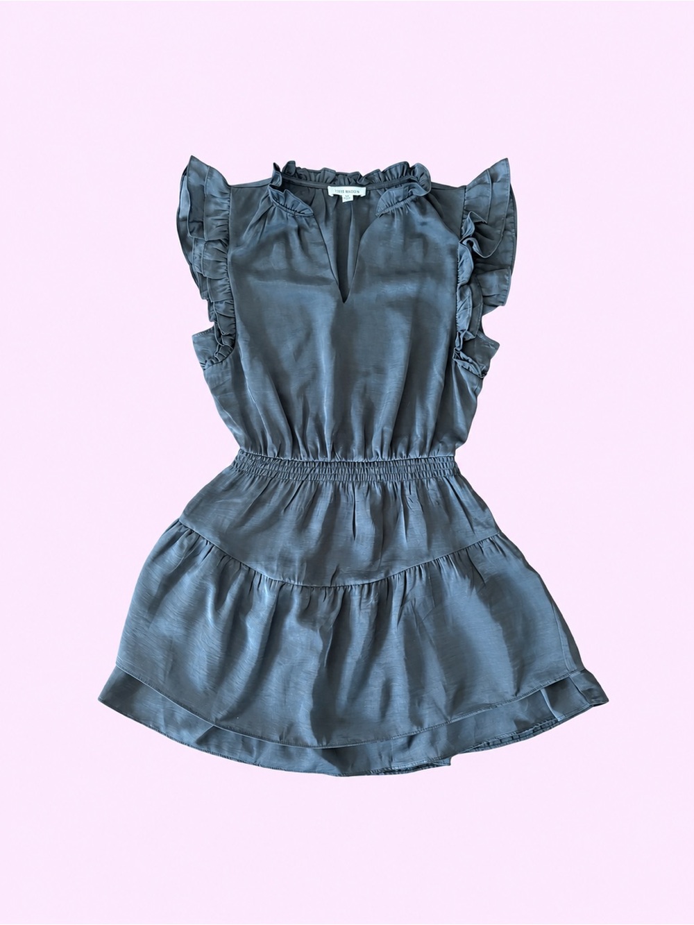 Steve Madden Slate Blue Ruffle Tiered Mini Dress